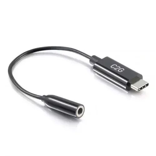 C2G 54426 mobile phone cable Black 0.09 m USB-C 3.5 mm - Image 1