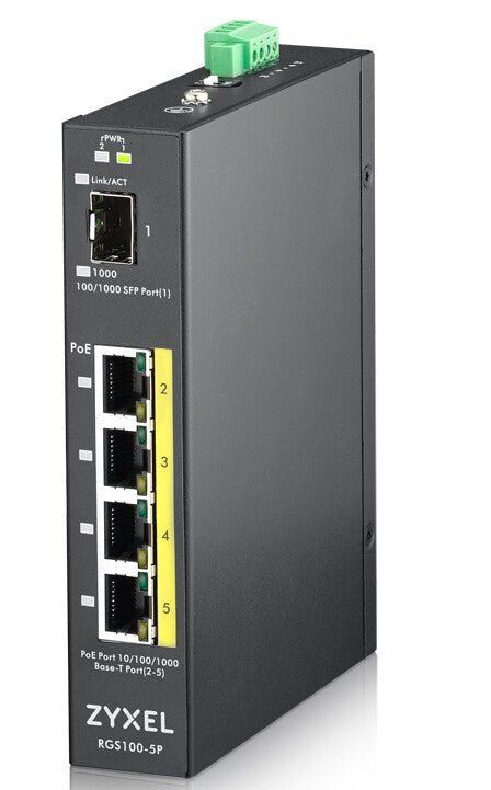 Zyxel RGS100-5P Unmanaged L2 Gigabit Ethernet (10/100/1000) Power over Ethernet (PoE) Black - Image 1