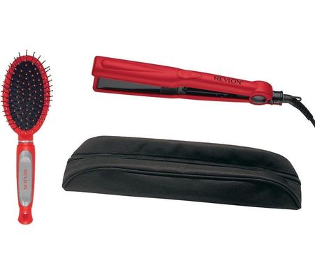 Revlon ULTRA STRAIGHT STYLER WITH BRUSH & POUCH - RVST2176GPUK in Red