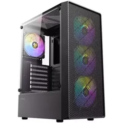 Antec AX26 RGB Elite Mid-Tower Gaming PC Case, Pre-Installed 4 x 120mm Fixed-RGB Fans, Tempered Glass Side Panel, High-Airflow Mesh Front - ATX/Micro-ATX/ITX - Thumbnail 2