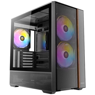 Antec FLUX REAR Mid Tower PC Gaming Case - Black / Wood