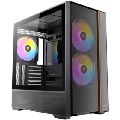 Antec FLUX REAR Mid Tower PC Gaming Case - Black / Wood - Thumbnail 2
