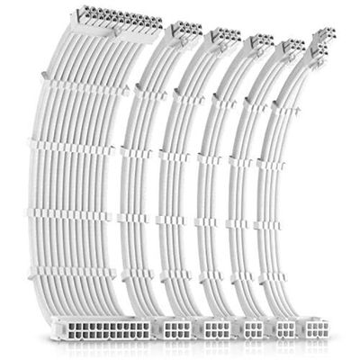 Antec White PSU Extension Cable Kit - 6 Pack (1x 24 Pin 1x 4+4 Pin 2x 8 Pin 2x 6 Pin) - Thumbnail 2