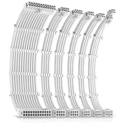 Antec White PSU Extension Cable Kit - 6 Pack (1x 24 Pin 1x 4+4 Pin 2x 8 Pin 2x 6 Pin)