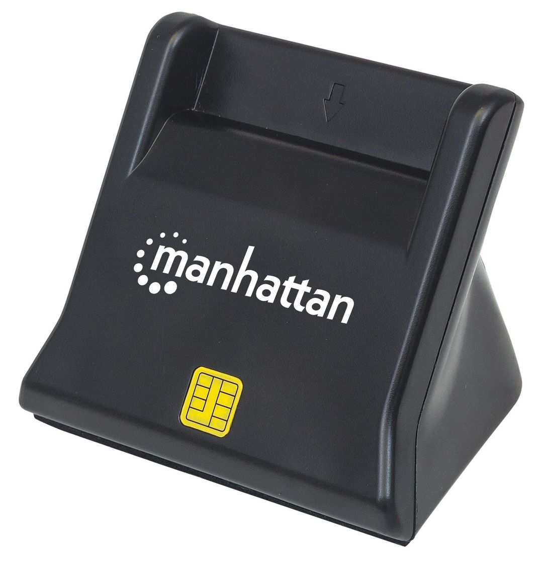 Manhattan USB-A Smart/SIM Card Reader 480 Mbps (USB 2.0) Desktop Standing Friction Type compatible Hi-Speed USB Cable 86cm Black Three Year Warranty - Image 1