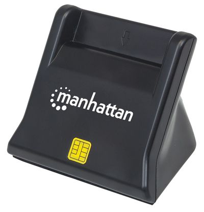 Manhattan USB-A Smart/SIM Card Reader 480 Mbps (USB 2.0) Desktop Standing Friction Type compatible Hi-Speed USB Cable 86cm Black Three Year Warranty