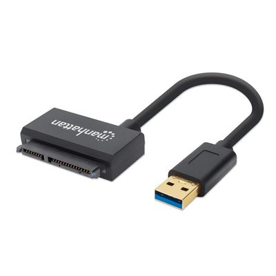 Manhattan USB-A to SATA 2.5" Adapter Cable, 42cm, Male to Male, 5 Gbps (USB 3.2 Gen1 aka USB 3.0), Supports 48-bit LBA, SuperSpeed USB, Three Year Warranty