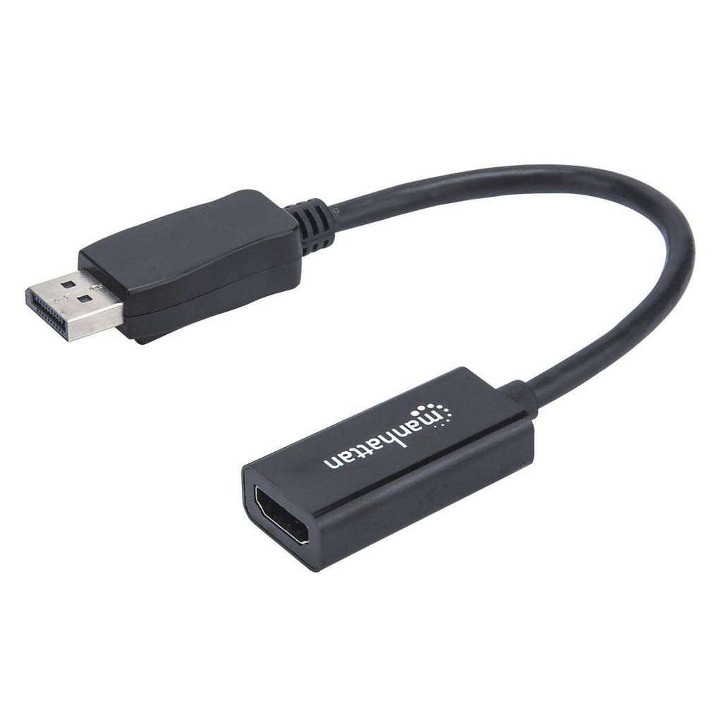 Manhattan DisplayPort 1.1 to HDMI Adapter Cable, 1080p@60Hz, Male to Female, Black, Cable 15cm, DP With Latch, Not Bi-Directional, Three Year Warranty, Equivalent to DP2HDMI - Image 1