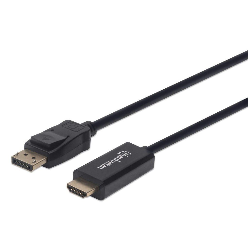 Manhattan DisplayPort 1.2 to HDMI Cable, 4K@60Hz, 1.8m, Male to Male, DP With Latch, Black, Not Bi-Directional, Three Year Warranty, Equivalent to 6F-DP-HDMI-4K60-HDR (except 20cm shorter) - Image 1