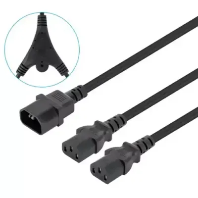 Manhattan Power Cord/Cable Y-Splitter, C14 Male to 2x C13 Female (kettle lead), Monitor to CPU, 1.8m, 10A, Black, Powers two devices from one PDU, Lead, Lifetime Warranty - Thumbnail 2