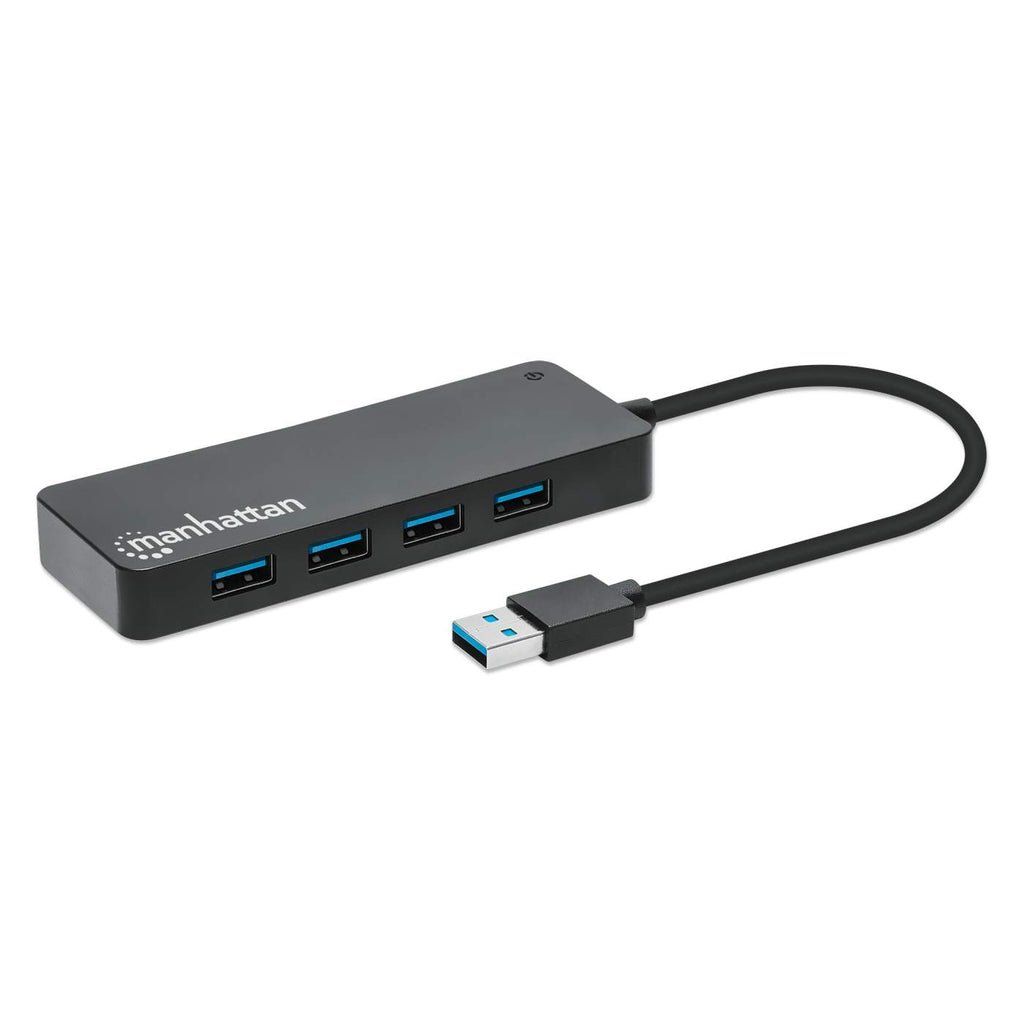 Manhattan USB-A Dock/Hub, Ports (x7): USB-A (x7), 5 Gbps (USB 3.2 Gen1 aka USB 3.0), External Power Supply Not Needed, Cable 15cm, SuperSpeed USB, Black, Three Year Warranty - Image 1