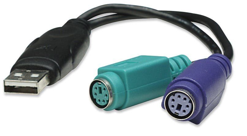 Manhattan USB-A to PS/2 Converter cable, 15cm, Male to Female, Black, Connects Two PS/2 Devices via One USB-A Port, Three Year Warranty, Equivalent to USBPS2PC. - Image 1