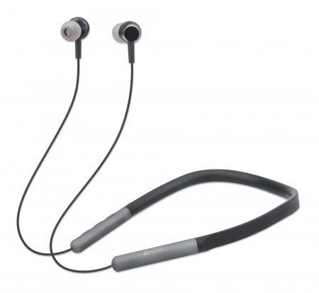 Manhattan Bluetooth In-Ear Headset with Neckband, Microphone, Integrated Controls, Sweatproof, Noise Isolating, 5 hour usage time, Max Range 10m, MicroSD Card slot, Bluetooth v5.0, USB-A charging cable included, Three Year Warranty - Image 1