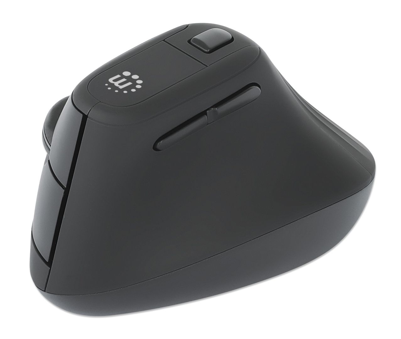 Manhattan Ergonomic Vertical Wireless Mouse (Right Handed), Black, Adjustable 800/1200/1600dpi, 2.4Ghz (effective range up to 10m), Six Button with Scroll Wheel, Nano USB-A receiver, AA battery (included), Three Year Warranty - Image 1
