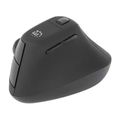 Manhattan Ergonomic Vertical Wireless Mouse (Right Handed), Black, Adjustable 800/1200/1600dpi, 2.4Ghz (effective range up to 10m), Six Button with Scroll Wheel, Nano USB-A receiver, AA battery (included), Three Year Warranty - Thumbnail 2