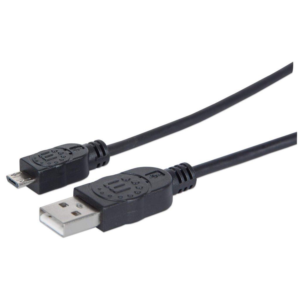 Manhattan USB-A to Micro-USB Cable, 1.8m, Male to Male, Black, 480 Mbps (USB 2.0), Hi-Speed USB, Lifetime Warranty, Equivalent to UUSBHAUB6. - Image 1