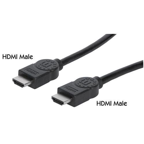 Manhattan HDMI 4K@30Hz Cable with Ethernet, 3m, Suitable for ALL 1080p/HD and majority of 4K uses (check your system 4K specification to be sure), Male to Male, Black, Ultra HD 4k x 2k, Lifetime Warranty, High Speed, Equivalent to HDMM3MHS - Image 1