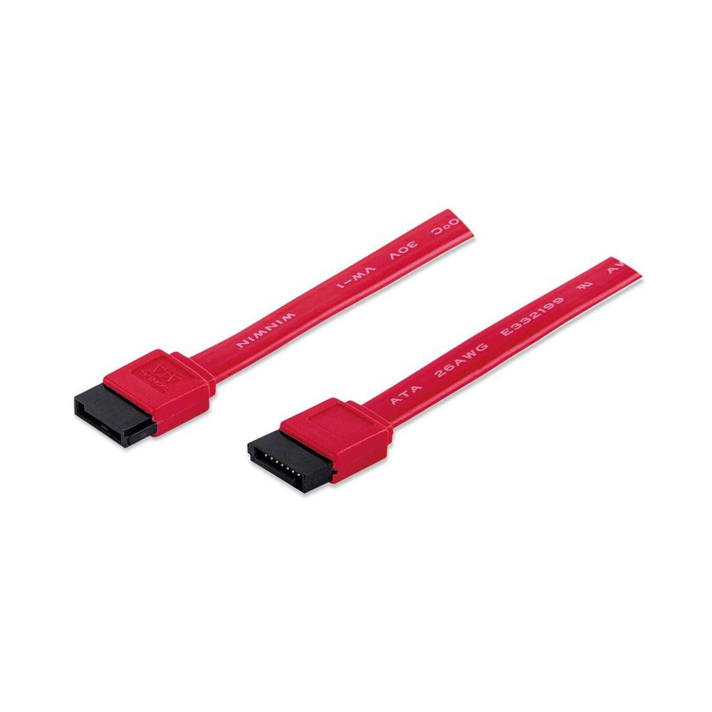 Manhattan SATA Data Cable, 7-Pin, 50cm, Male to Male, 6 Gbps, Red, Lifetime Warranty - Image 1