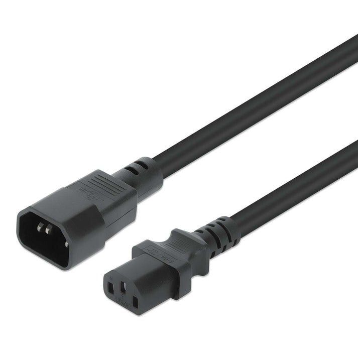Manhattan Power Cord/Cable, C14 Male to C13 Female (kettle lead), Monitor to CPU, 5m, 10A, Black, Lead, Lifetime Warranty - Image 1