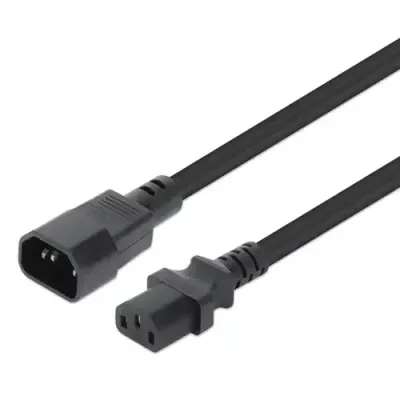 Manhattan Power Cord/Cable, C14 Male to C13 Female (kettle lead), Monitor to CPU, 5m, 10A, Black, Lead, Lifetime Warranty - Thumbnail 2
