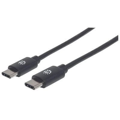 Manhattan USB-C to USB-C Cable, 1m, Male to Male, 480 Mbps (USB 2.0), 3A (fast charging), Hi-Speed USB, Black, Lifetime Warranty, Equivalent to USB2CC1M