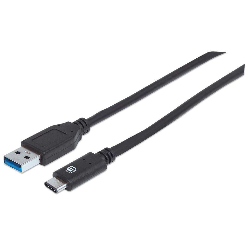 Manhattan USB-C to USB-A Cable, 1m, Male to Male, 10 Gbps (USB 3.2 Gen2 aka USB 3.1), 3A (fast charging), SuperSpeed+ USB, Black, Lifetime Warranty, Equivalent to USB31AC1M - Image 1