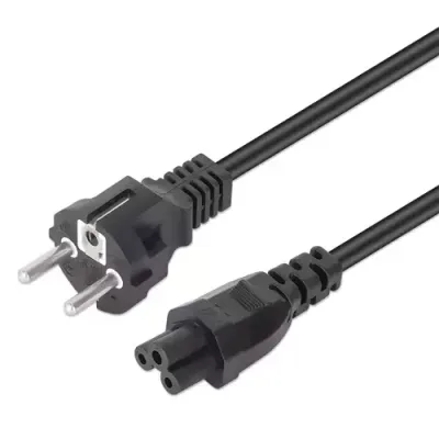 Manhattan Mains Power Cord/Cable, Euro 2-pin (CEE 7/4 Schuko) plug to C5 Female (cloverleaf/triangular), 1m, 2.5A, Lead, Lifetime Warranty - Thumbnail 2