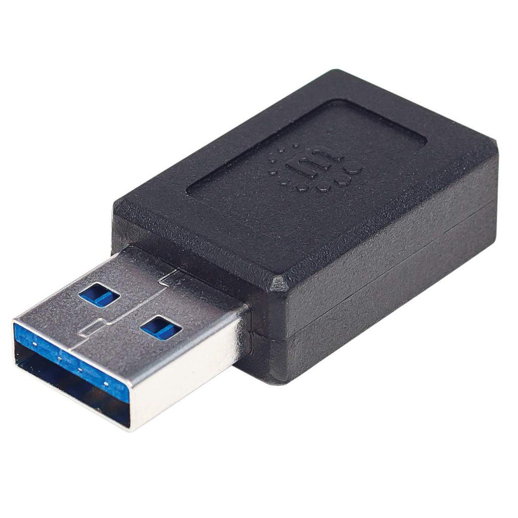 Manhattan USB-C to USB-A Adapter, Female to Male, 10 Gbps (USB 3.2 Gen2 aka USB 3.1), SuperSpeed+ USB, Black, Lifetime Warranty - Image 1