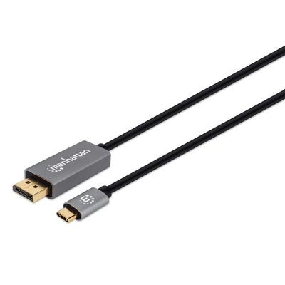 Manhattan USB-C to DisplayPort 1.4 Cable, 8K@60Hz, 2m, Male to Male, Black, Not Bi-Directional, Three Year Warranty, Equivalent to CDP2DP146B (except 20cm longer)