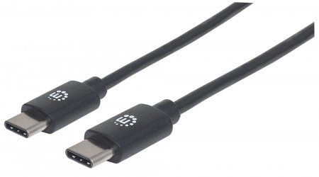 Manhattan USB-C to USB-C Cable, 50cm, Male to Male, Black, 480 Mbps (USB 2.0), Hi-Speed USB, Lifetime Warranty, Equivalent to USB2CC50CM - Image 1