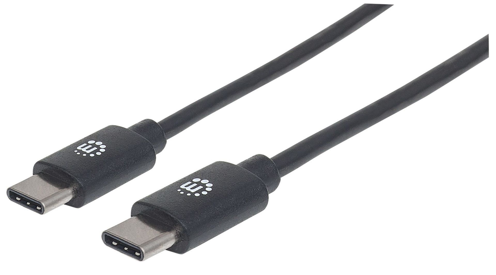 Manhattan USB-C to USB-C Cable, 2m, Male to Male, Black, 480 Mbps (USB 2.0), 3A, Hi-Speed USB, Lifetime Warranty, Equivalent to USB2CC2M - Image 1