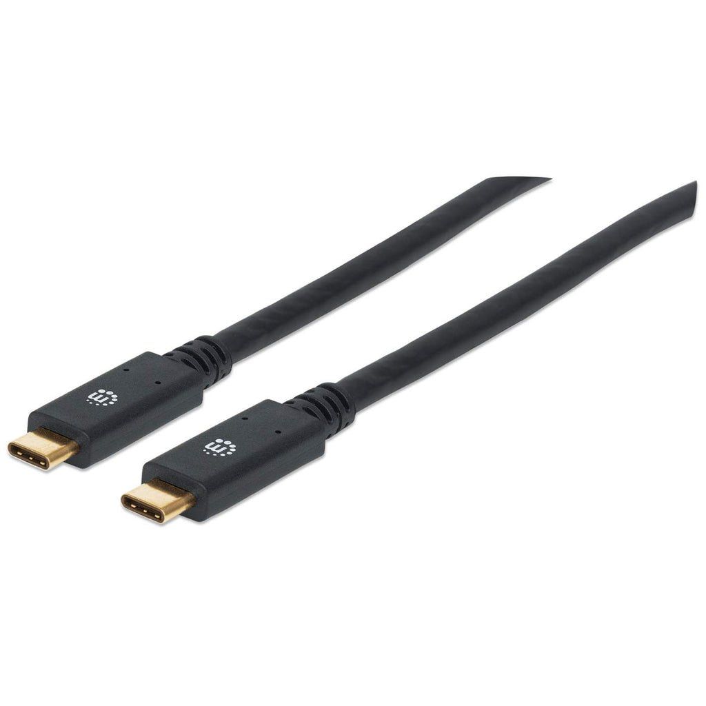 Manhattan USB-C to USB-C Cable, 2m, Male to Male, Black, 5 Gbps (USB 3.2 Gen1 aka USB 3.0), 3A (fast charging), SuperSpeed USB, Lifetime Warranty, Equivalent to USB315CC2M - Image 1