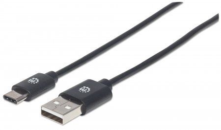 Manhattan USB-C to USB-A Cable, 50cm, Male to Male, Black, 480 Mbps (USB 2.0), Hi-Speed USB, Lifetime Warranty, Equivalent to USB2AC50CM