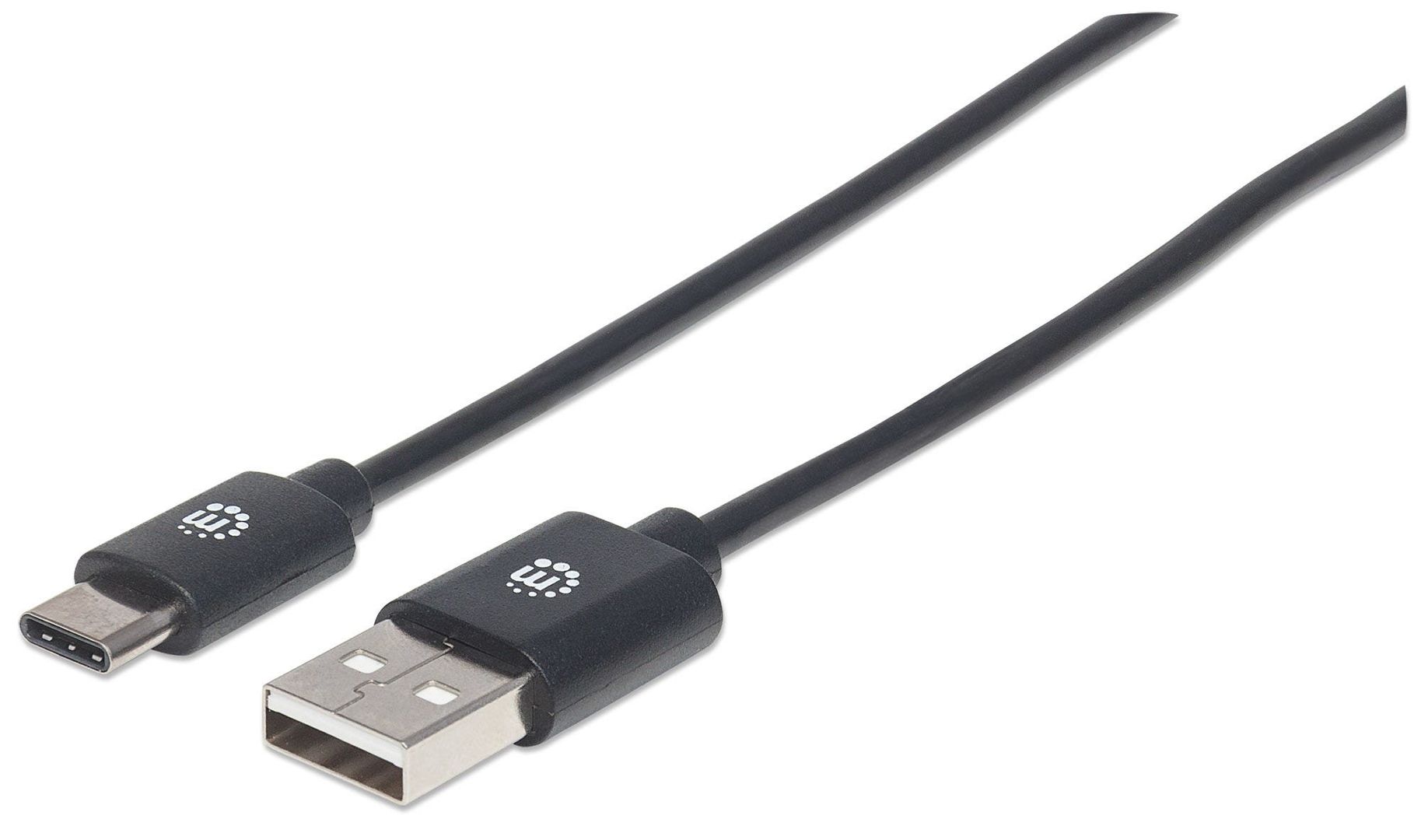 Manhattan USB-C to USB-A Cable, 3m, Male to Male, 480 Mbps (USB 2.0), Hi-Speed USB, Black, Lifetime Warranty - Image 1