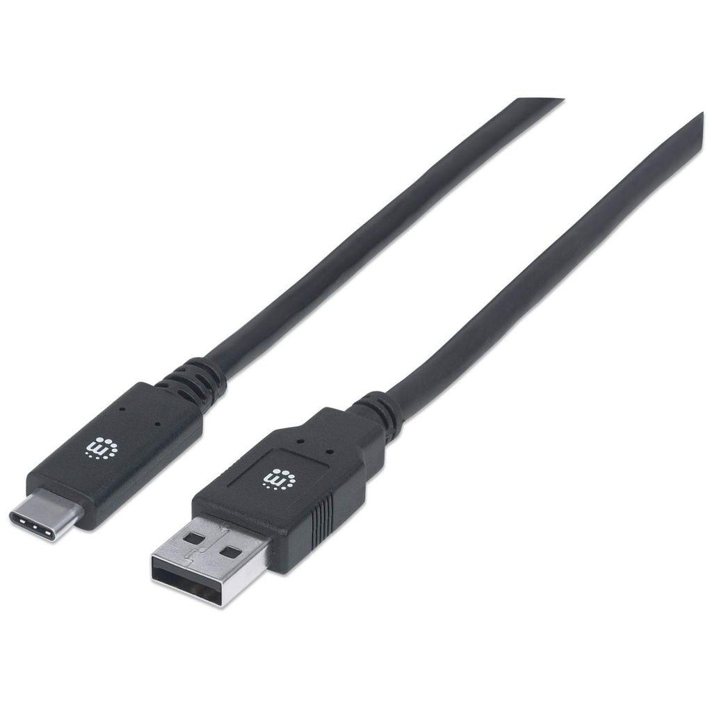 Manhattan USB-C to USB-A Cable, 2m, Male to Male, 5 Gbps (USB 3.2 Gen1 aka USB 3.0), 3A (fast charging), SuperSpeed USB, Black, Lifetime Warranty - Image 1