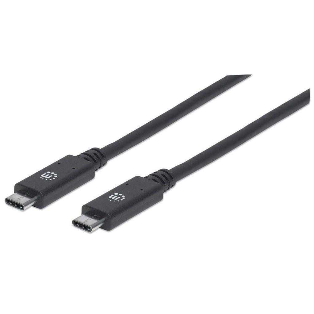 Manhattan USB-C to USB-C Cable, 1m, Male to Male, Black, 10 Gbps (USB 3.2 Gen2 aka USB 3.1), 5A (super fast charging), SuperSpeed+ USB, Lifetime Warranty, Equivalent to USB31C5C1M - Image 1