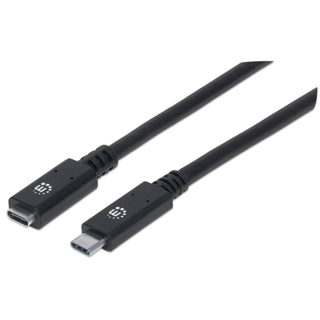 Manhattan USB-C to USB-C Extension Cable, 50cm, Male to Female, 10 Gbps (USB 3.2 Gen2 aka USB 3.1), 5A (super fast charging), SuperSpeed+ USB, Black, Lifetime Warranty - Image 1