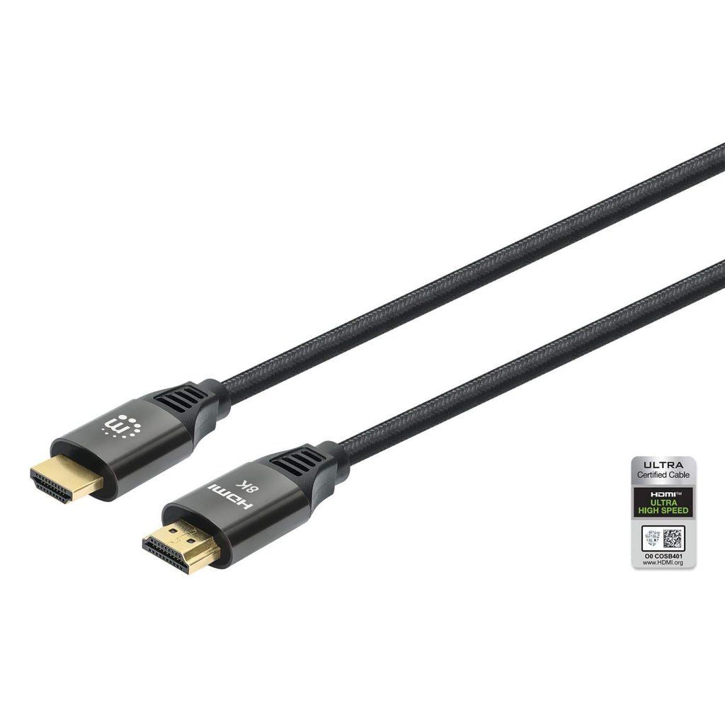 Manhattan HDMI 8K@60Hz Cable with Ethernet, 2m, Certified, Suitable for ALL 8K, 4K & 1080p/HD uses - when upgrading now or have it ready for when you need it, Male to Male, Black, 4K@120Hz, Ultra HD 4k x 2k, Lifetime Warranty, Ultra High Speed - Image 1