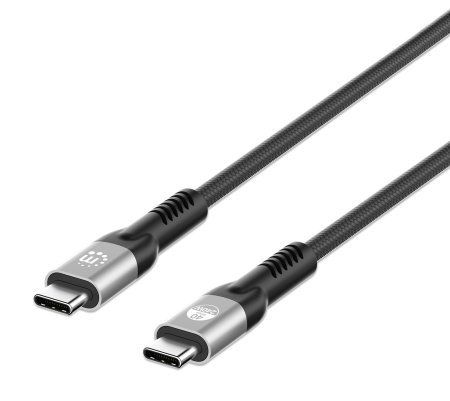 Manhattan Fast USB-C to USB-C Cable (240W), 1m, 240W Laptop Charging + High-Speed Data & Video, Works with ALL Laptops (Note additional USB-C 240W wall charger needed), 40 Gbps Ultra-Fast Transfers, Black, 3 year Warranty - Image 1