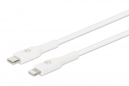 Manhattan USB-C to Lightning Cable, Charge & Sync, 1m, White, For Apple iPhone/iPad/iPod, Male to Male, MFi Certified (Apple approval program), 480 Mbps (USB 2.0), Hi-Speed USB, Lifetime Warranty - Image 1