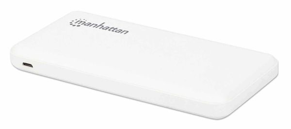 Manhattan Power Bank 10000 mAh Output: 2x USB-A (2.1A &amp; 1A) Input: USB-C &amp; Micro-USB (both 2A) White One Year Warranty