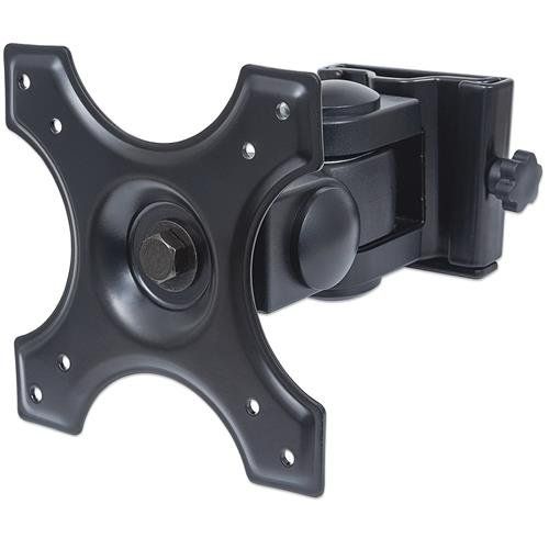 Manhattan Wall Mount for TV & Monitors (Tilt and Swivel 2 pivots), For screens 13" to 27", VESA compatability: 75x75mm and 100x100mm - check the dimensions of the four mounting holes on back of screen to ensure it fits, Max 12kg, Black, Bracket - Image 1