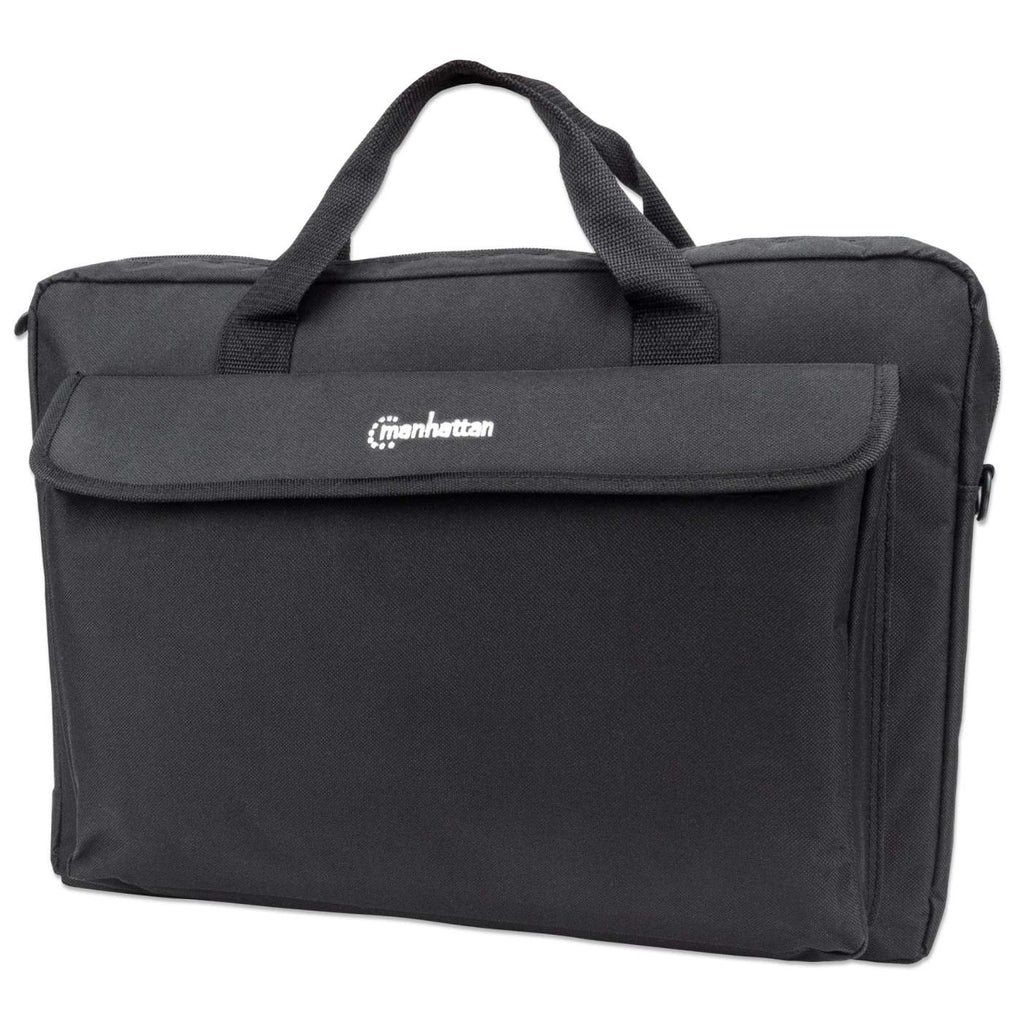 Manhattan London Laptop Bag 17.3", Top Loader, Black, LOW COST, Accessories Pocket, Shoulder Strap (removable), Notebook Case, Three Year Warranty - Image 1