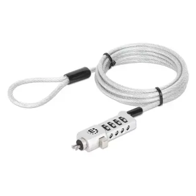 Manhattan Universal Laptop Combination Lock For Noble Wedge®, Nano and K-Slot, Secure 3-in-1 Anti-theft Notebook Lock, Resettable 4-digit Combo, 1.8m, Cut-Resistant Carbon Steel Cable, Translucent PVC Jacket, Silver - Thumbnail 2