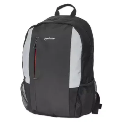 Manhattan York Backpack 16" Black/Grey, Padded Laptop Compartment, Large Front Pocket, Carry Handle, Two External Water Bottle Pockets - Thumbnail 2