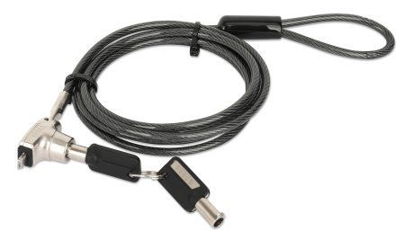 Manhattan Laptop Lock (Nano) with two keys, Compatible with Nano style locks, 1.5m cable, Anti theft, Strong steel cable - metal with clear PVC jacket, Notebook, Lifetime Warranty - Image 1
