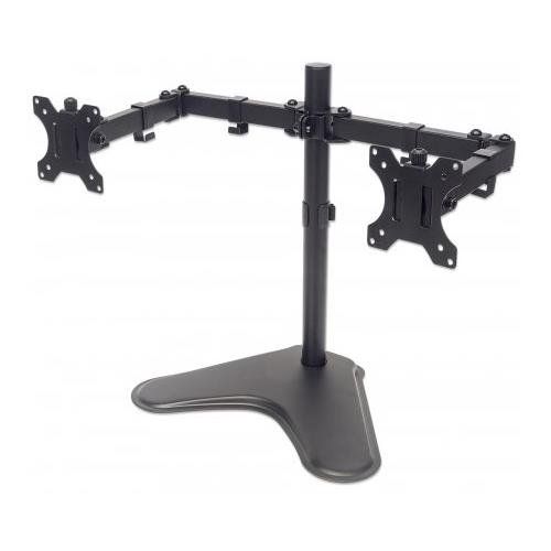Manhattan Dual Desk Mount for TV & Monitors (Full Motion), For screens: 10-27", Stand Assembly, VESA compatability: 75x75 and 100x100mm - check the dimensions of the four mounting holes on back of screen to ensure it fits, Max 8kg (each), Black, Bracket - Image 1