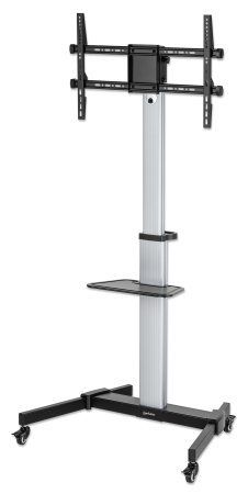Manhattan Trolley Mount Stand for TV & Monitors, For screens: 37" to 86", -10 to 5° Tilt, 90° Rotation, VESA compatability: all between 200x200 to 600x400mm - check the dimensions of the four mounting holes on back of screen to ensure it fits, Max 50kg, B - Image 1