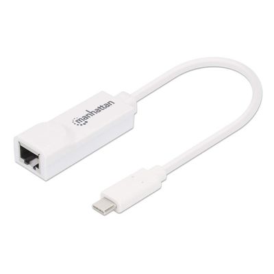 Manhattan USB-C to Gigabit (10/100/1000 Mbps) Network Adapter, White, supports up to 2 Gbps full-duplex transfer speed, RJ45, Three Year Warranty, Equivalent to US1GC30W