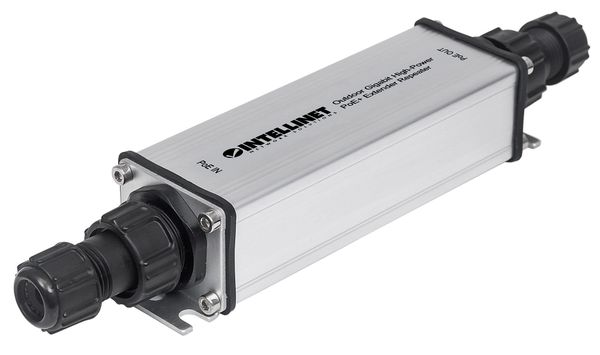 Intellinet Outdoor Gigabit High-Power PoE+ Extender Repeater IEEE 802.3at/af Power over Ethernet (PoE+/PoE) Extends Range up to 100m Metal IP65